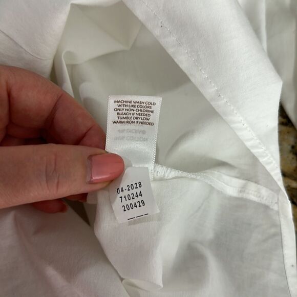 J. Jill Stretch White Cotton Pleated Front Long Sleeve Button Down Shirt Size L - Picture 7 of 10